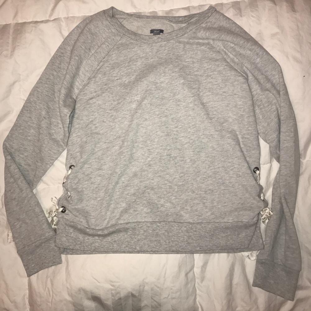 American Eagle Gray Lace Tie Sweatshirt